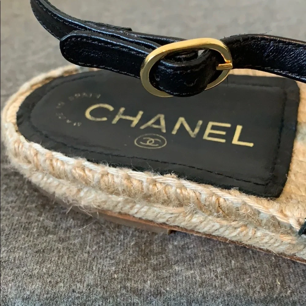 CHANEL Black and Gold Sandals - Picture 2 of 8
